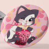 Bubble Tea Neko - Button - Hideko Merchandise