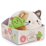 Liegendes Kuscheltier mymochi Katze Angy 13cm mit Magnet moodie Kaktus in Geschenkbox 