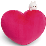 Molang - Heart-shaped cushion with Molang cuddly toy (42 x 27 cm)