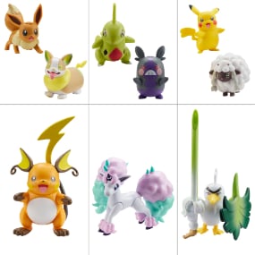 Zufällige Auswahl - Pokemon - Battle Figure Pack - Wave 8 Assorted - Galar-Ponyta, Raichu, Lauchzelot, Pikachu + Wolly, Evoli + Voldi, Larvitar + Morpeko