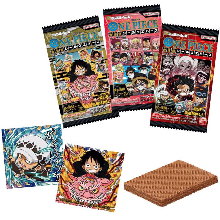 Schokoladen Waffeln mit Sammelsticker - One Piece - Bandai