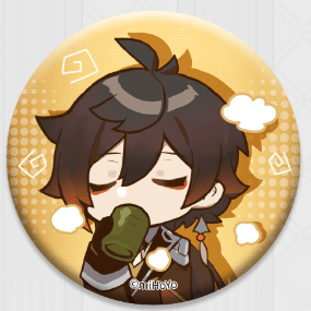 Zhongli - Genshin Impact - Chibi Stickers Glossy Badge - miHoYo