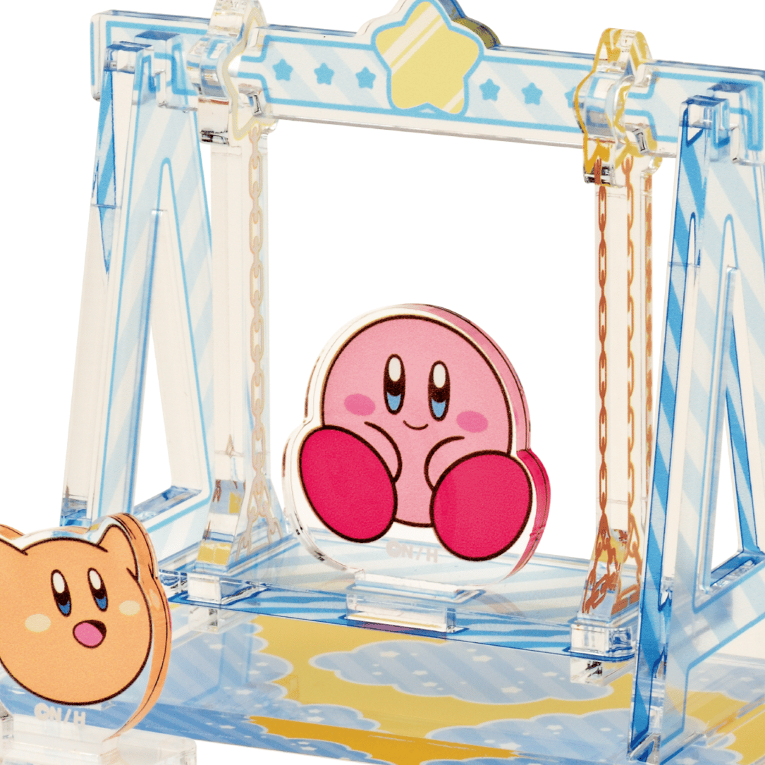 Kirby & Scarfy - "Kirby's Dream Land" Moving Diorama 3 Swing - Acrylaufsteller - Ensky