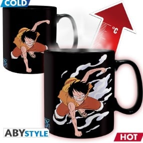 One Piece Tasse - Thermotasse - Zaubertasse - Farbwechseltasse - Ruffy und Ace