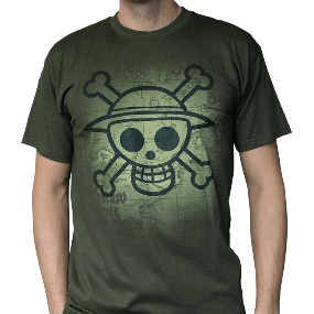 "Skull mit Schatzkarte" - Men basic T-Shirt L kaki - One Piece - AbyStyle