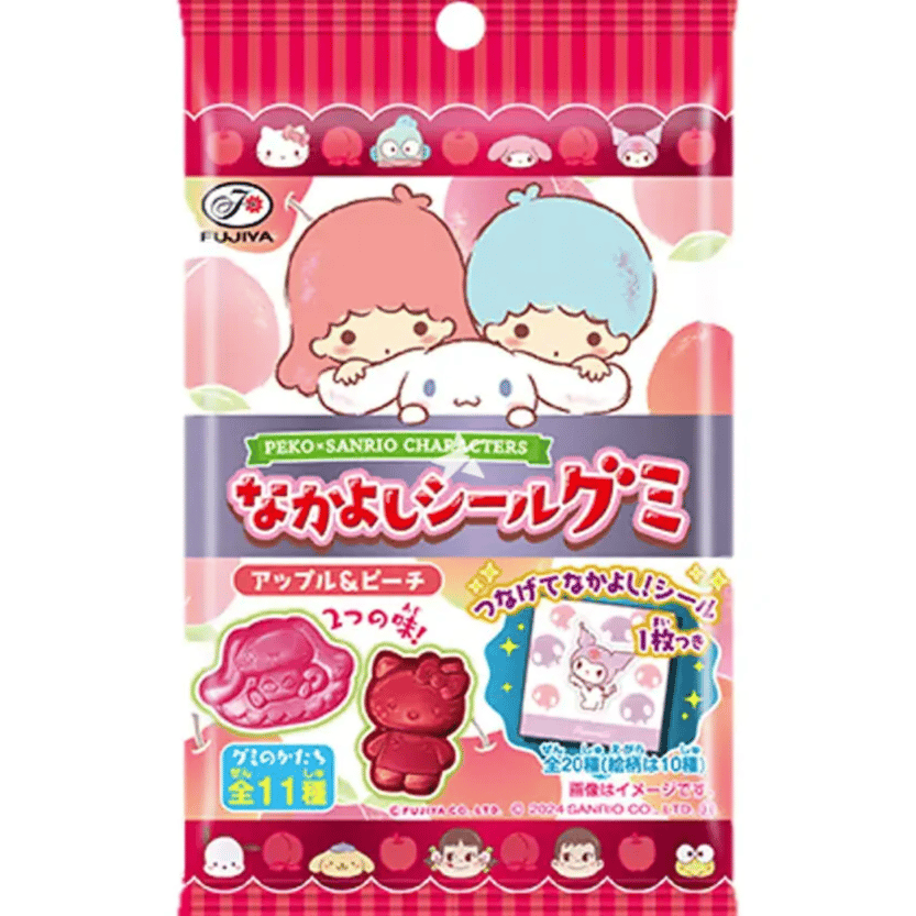 Peko X Sanrio Characters Gummy Strawberry Flavour mit Sticker - 19 g - Fujiya