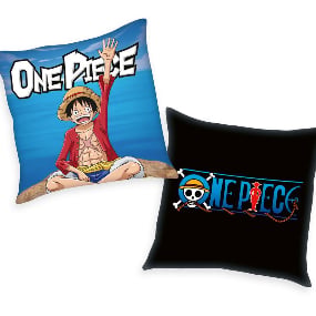 Logo & Monkey D. Ruffy - One Piece Kissen - Herding (40 x 40 cm)
