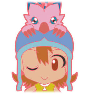 Sora Takenouchi und Biyomon - Digimon Chara Ride Gummi Anhänger