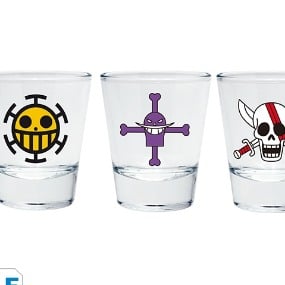 One Piece -Strohhut-Piraten - Heart-Piraten - Whitebeard-Piraten - Rothaar-Piraten - Premium Schnapsgläser 4er Set