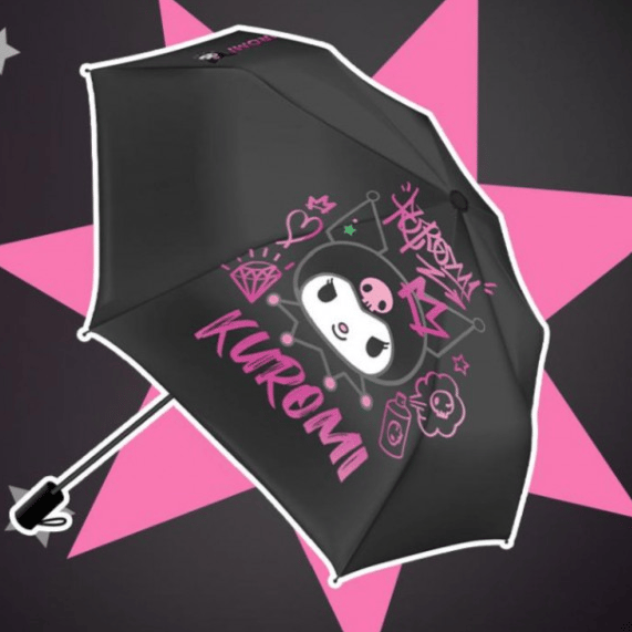 Kuromi - Sanrio - Regenschirm + Etui und Tasche - Langbowang