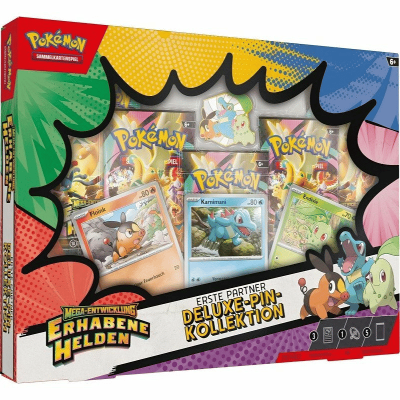 Pokémon TCG - Mega-Entwicklung Erhabene Helden - ME02.5 - Deluxe-Pin-Kollektion - Erste Partner - DE