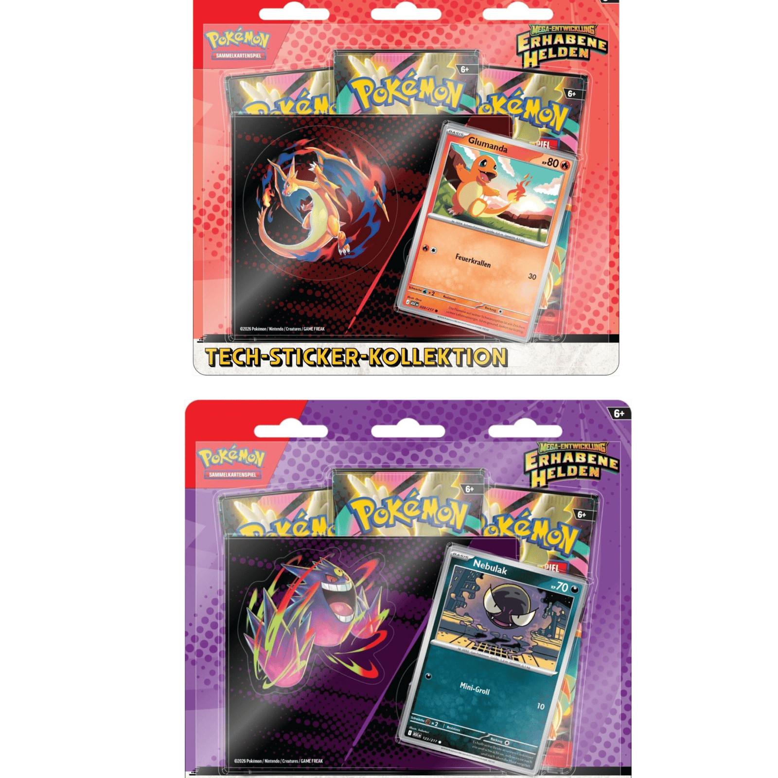 Zufällige Auswahl - Pokémon TCG - Mega-Entwicklung Erhabene Helden - ME02.5 - Glumanda & Nebulak - Tech Sticker Kollektion - DE