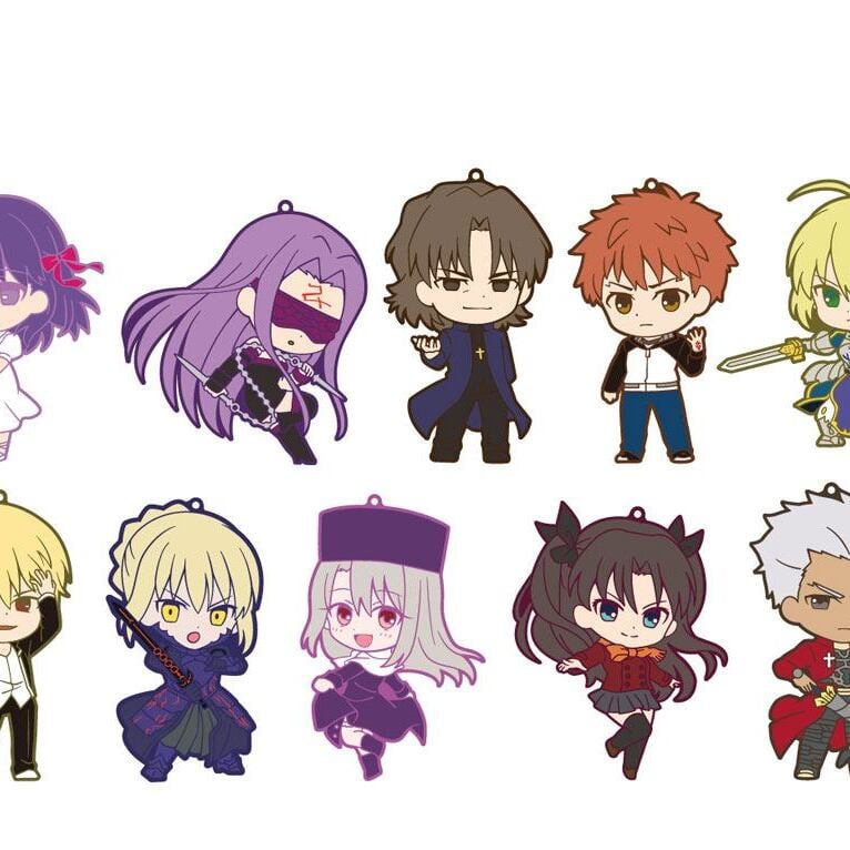 Komplettset - Fate/Stay Night Heaven´s Feel - Niitengomu! Gummi-Anhänger (10 Anhänger)
