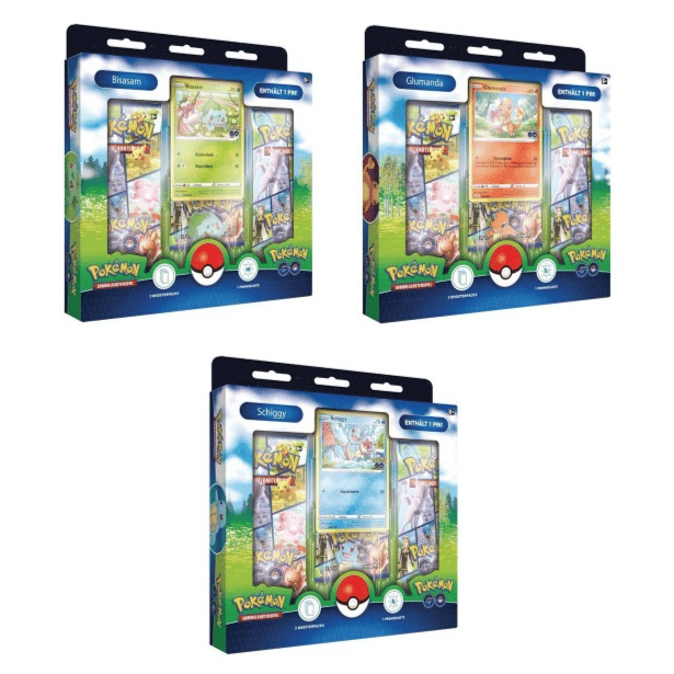 Pokemon TCG - Pokémon GO Pin Box Kollektion - Glumanda/ Shiggy/ Bisasam - Zufällige Auswahl (Sammelkartenspiel, deutsch)