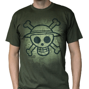 "Skull mit Schatzkarte" - Men basic T-Shirt M kaki - One Piece - AbyStyle