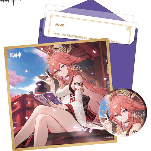 Yae Miko - Geburtstagkarte Set - Button, Shikishi, Aufkleber und Brief (Chinesisch) - Genshin Impact - Destined Day - miHoYo