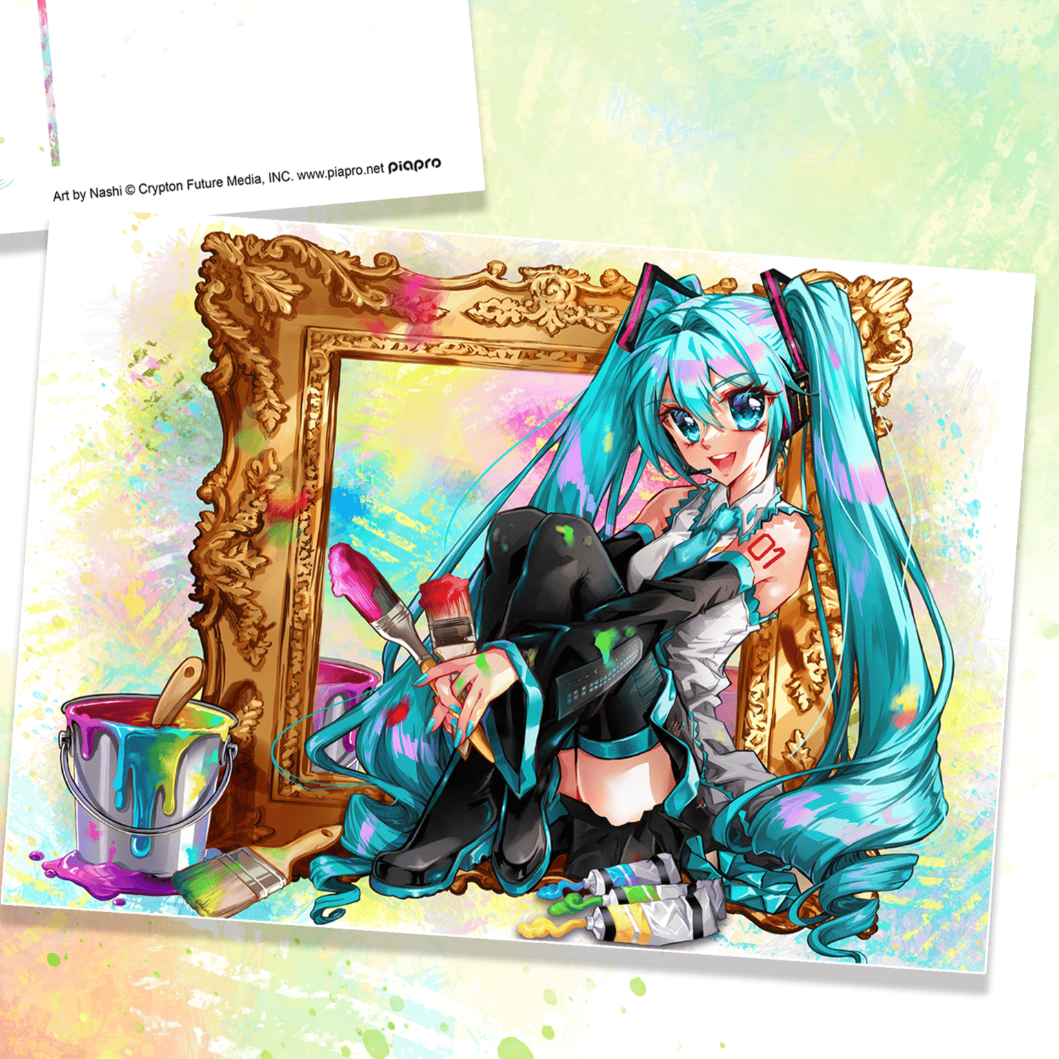 Hatsune Miku - Miku Expo 2024 - Postkarte (Miku Sitting with Frame) - Nashi