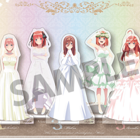 Miku, Ichika, Yotsuba, Nino und Itsuki Nakano (Wedding Dress Ver.) Komplettset - The Quintessential Quintuplets - Acryl-Aufsteller - Hobby Stock
