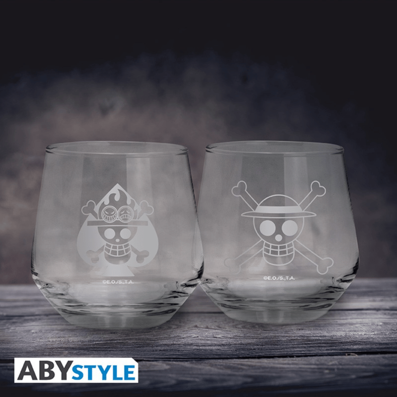 One Piece – Schwenker - Glas Set "Skull - Ruffy & Ace" - AbyStyle