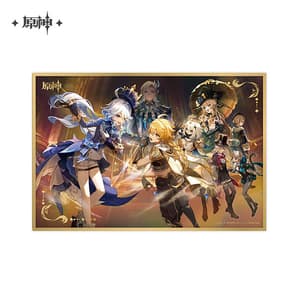 Aether, Paimon, Lyney, Lynette, Navia, Freminet, Furina & Neuvillette - Genshin Impact (As Light Rain Falls Without Reason) - Shikishi - miHoYo (1)