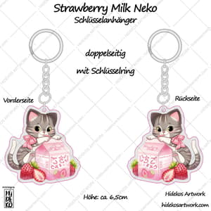 Strawberry Milk Neko - Schlüsselanhänger - Hideko Merchandise (2)