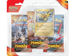 Pokemon TCG - 3er-Pack-Blister -  Morlord / Zapdos - Stürmische Funken - Karmesin & Purpur - DE (1)