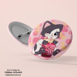 Bubble Tea Neko - Button - Hideko Merchandise (1)