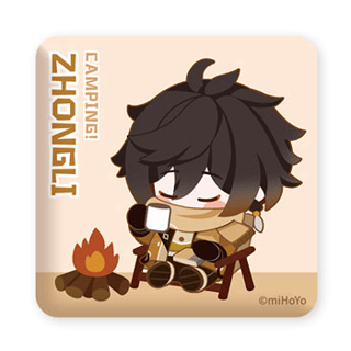 Zhongli - Genshin Impact Relaxing Camp Series - Square-shaped Tin Badge - miHoYo