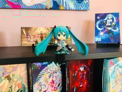 Miku sitzt auf dem Regal 