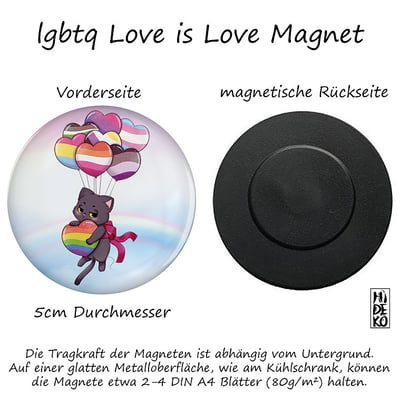 Kawaii LGBTQ Love is Love Pride - Maneki Pride Neko - Magnet - Hideko Merchandise (1)