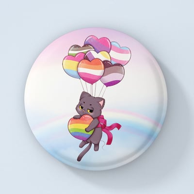 Kawaii LGBTQ Love is Love Pride - Maneki Pride Neko - Magnet - Hideko Merchandise (1)