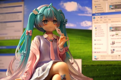 Hiding in your Windows XP · Hatsune Miku - Love Blazer - Tenitol Noodle Stopper BIG - Furyu
