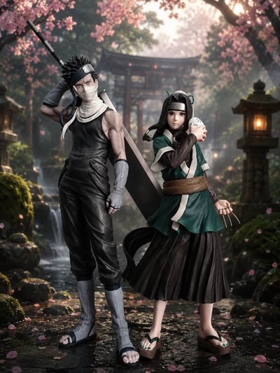 Zwei Shinobi im mystischen Kirschblütengarten · Haku - Naruto - The Land of Waves - Ichibansho