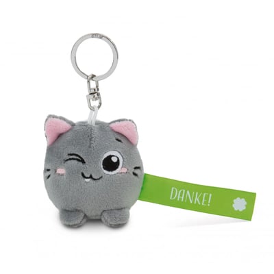 Katze "Danke!" - Schlüsselanhänger (grün - 5 cm) - Nici (1)