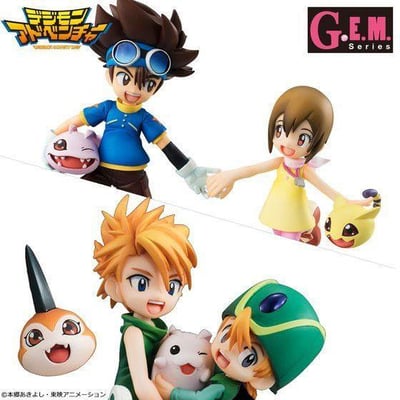Tai,  Kari,  Matt and T.K. with Koromon, Nyaromon, Tsunomon and Tokomon - Sibling Set  - Megahouse G.E.M. Series - 1
