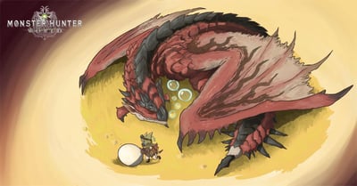 Rathalos & Palico Egg Quest - Monster Hunter World Towel - Sakami (150 x 75 cm) - 3