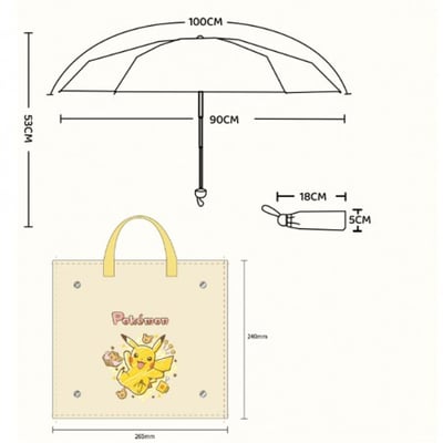 Pikachu - Pokémon - Regenschirm + Etui und Tasche (Donuts Version) - LANGBOWANG (1)