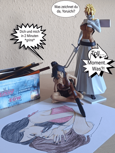 Yoruichi drawing something under Harribels surveillance, but not without commentary · Tier Harribel - Bleach - Glitter & Glamours - Banpresto