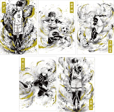 Blue Lock- Postkarten Set (5er Set Goldverzierung im Tuschemalerei Stil) - Yomiuri-TV Enterprise (1)