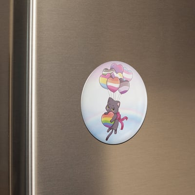 Kawaii LGBTQ Love is Love Pride - Maneki Pride Neko - Magnet - Hideko Merchandise (1)