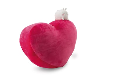 Molang - Herzförmiges Kissen mit Molang Kuscheltier (42 x 27 cm) (1)