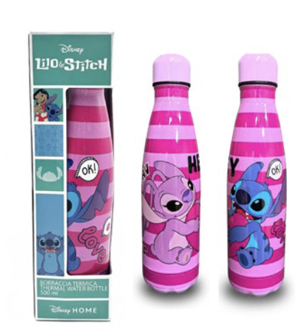 Stitch & Angel - Lilo & Stitch - Trinkflasche (Pink Stripes - 500 ml) - Coriex (1)