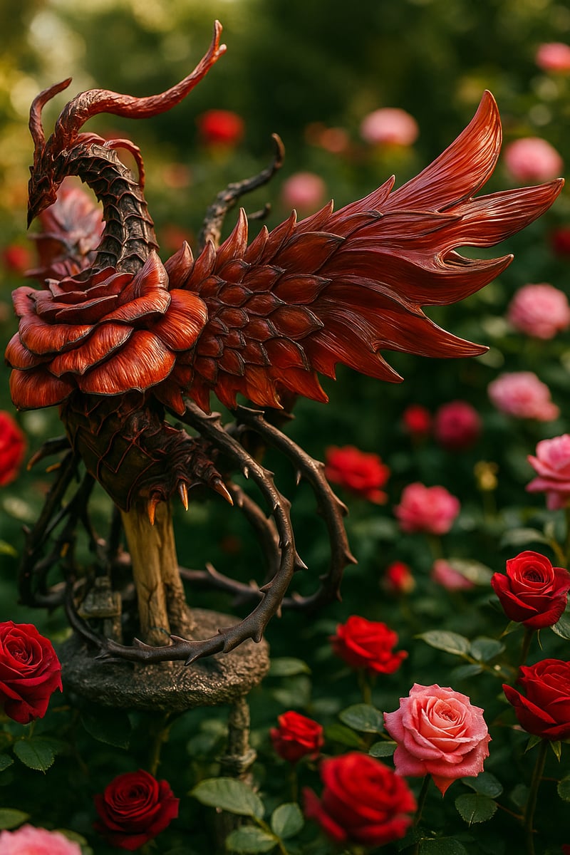 Schwarzer Rosendrache im Rosengarten