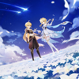 Aether & Lumine ( Twin Stars on Floral Sea)  - Genshin Impact - Mousepad /Spielmatte - miHoYo