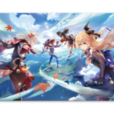 Mona, Kazuha, Xinyan & Fischl - Genshin Impact Summer Fantasia - Mousepad - miHoYo