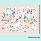 seashell ray - sticker sheet - Bonny Rumsfield