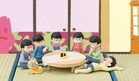Osomatsu-san - Palmate Mini Figure Set - We are Family! (7 Figures with a table and a background sheet) - 7